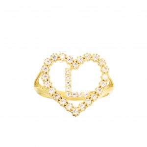 CZ Heart CZ Letter L Ring - Rings