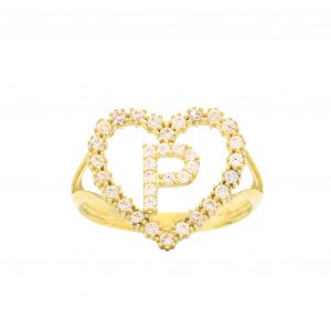 CZ Heart CZ Letter P Ring - Rings