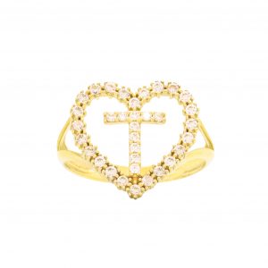 CZ Heart CZ Letter T Ring - Rings