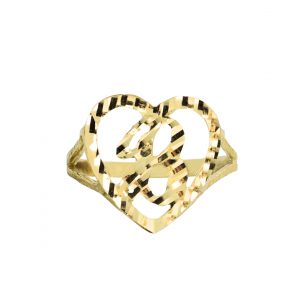 Diamond Cut Heart Letter B - Rings