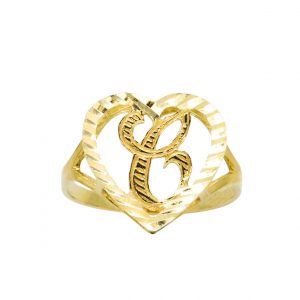 Diamond Cut Heart Letter C - Rings