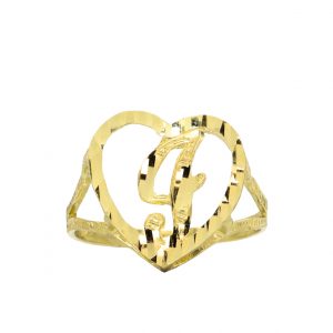 Diamond Cut Heart Letter J - Rings