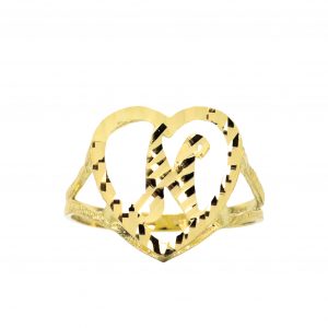Diamond Cut Heart Letter N - Rings