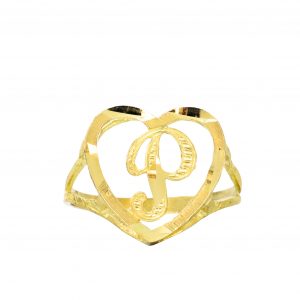 Diamond Cut Heart Letter P - Rings