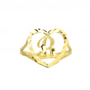 Diamond Cut Heart Letter R - Rings