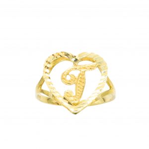 Diamond Cut Heart Letter T - Rings