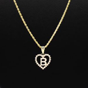 CZ Heart CZ Letter B - Pendant - Image 3