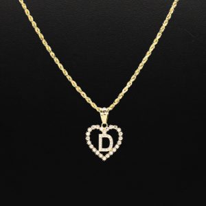 CZ Heart CZ Letter D - Pendant - Image 3