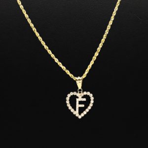 CZ Heart CZ Letter F - Pendant - Image 3