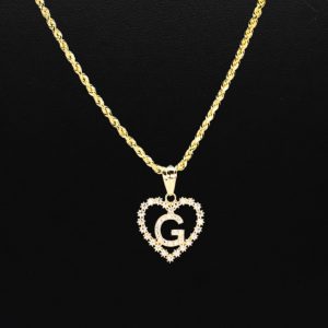 CZ Heart CZ Letter G - Pendant - Image 3