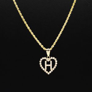 CZ Heart CZ Letter H - Pendant - Image 3