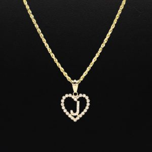 CZ Heart CZ Letter J - Pendant - Image 3