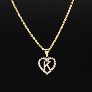 CZ Heart CZ Letter K - Pendant - Image 3