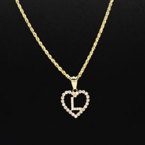 CZ Heart CZ Letter L - Pendant - Image 3