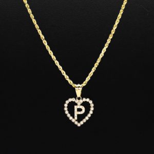 CZ Heart CZ Letter P - Pendant - Image 3