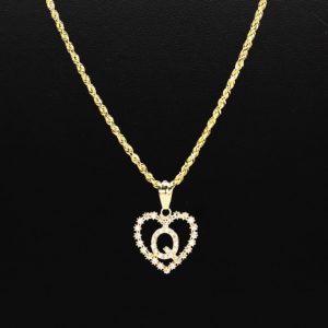 CZ Heart CZ Letter Q - Pendant - Image 3