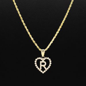 CZ Heart CZ Letter R - Pendant - Image 3