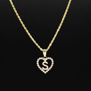 CZ Heart CZ Letter S - Pendant - Image 3