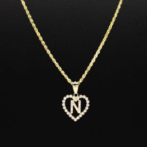 CZ Heart CZ Letter N - Pendant - Image 3