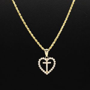 CZ Heart CZ Letter T - Pendant - Image 3