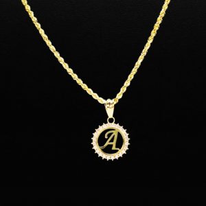 CZ Round Letter A - Pendant - Image 3