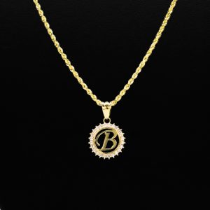 CZ Round Letter B - Pendant - Image 3