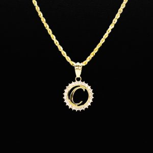CZ Round Letter C - Pendant - Image 3