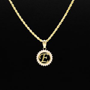 CZ Round Letter E - Pendant - Image 3