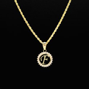 CZ Round Letter F - Pendant - Image 3
