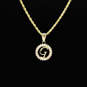 CZ Round Letter G - Pendant - Image 3