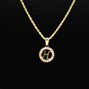 CZ Round Letter H - Pendant - Image 3