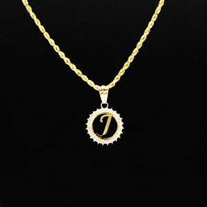 CZ Round Letter J - Pendant - Image 3