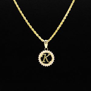 CZ Round Letter K - Pendant - Image 3
