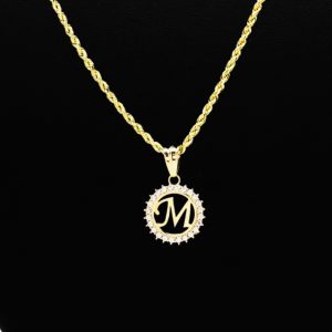 CZ Round Letter M - Pendant - Image 3