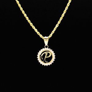 CZ Round Letter P - Pendant - Image 3