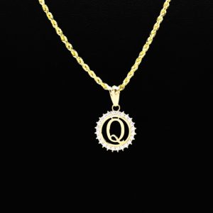 CZ Round Letter Q - Pendant - Image 3