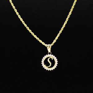 CZ Round Letter S - Pendant - Image 3