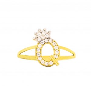 CZ Crown Letter Q Ring - Rings