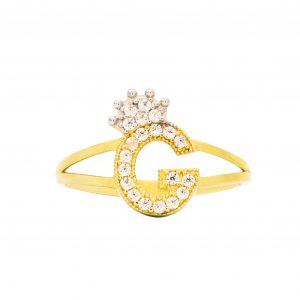 CZ Crown Letter G Ring - Rings