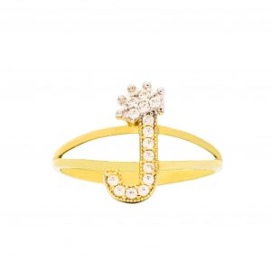 CZ Crown Letter J Ring - Rings