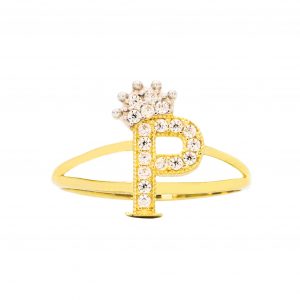 CZ Crown Letter P Ring - Rings