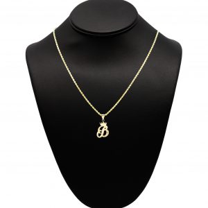 Crown Diamond Cut Letter B- Pendant