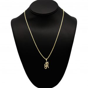 Crown Diamond Cut Letter H- Pendant