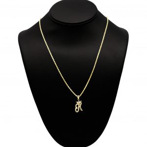 Crown Diamond Cut Letter K- Pendant