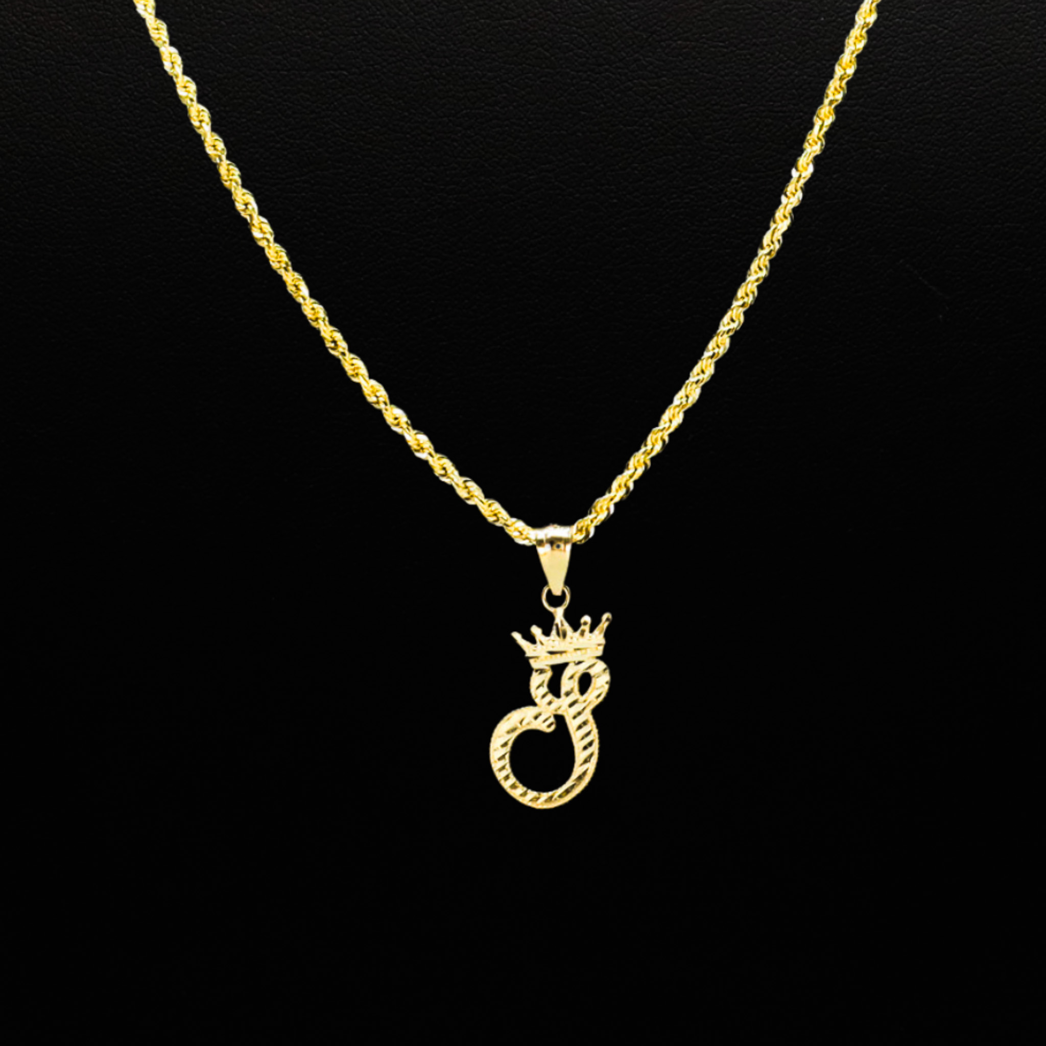 s♡m Crown Diamond Cut Letter S- Pendant - Golden Hand Jewellery