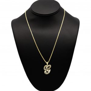 Large Script Diamond Cut Letter G- Pendant