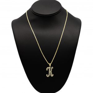 Large Script Diamond Cut Letter K - Pendant