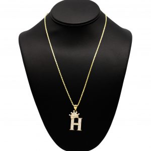 Large CZ Crown Letter H - Pendant