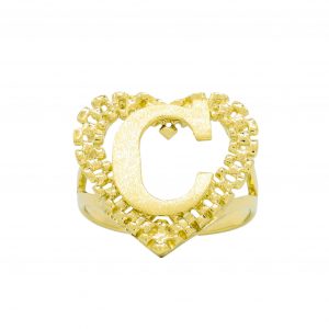 Large Heart Letter C - Rings