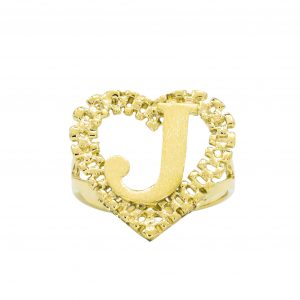 Large Heart Letter J - Rings